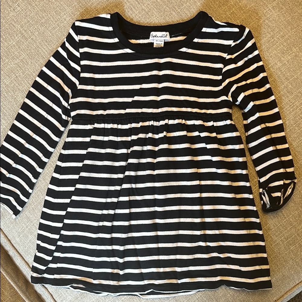 Black and White Striped Long Sleeve Dress